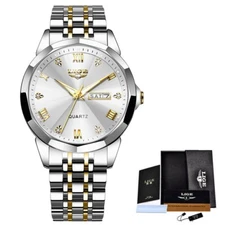Men Watch Quartz Analog Luminous Dial 3ATM Waterproof Stainless Steel Wristwatch
