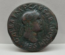 Roman Empire Galba 68-69 AD AE Sestertius Tooled #KTM10488