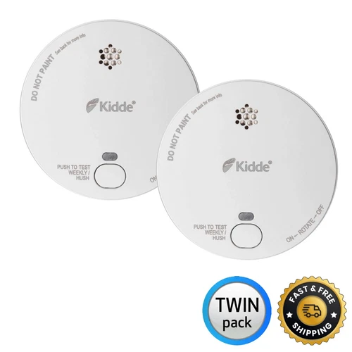 Kidde Optical Smoke Alarm Detector 2030-DSR, 9v Battery Included, Twin Pack of 2