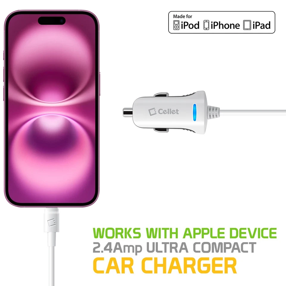 快速充电苹果(MFi 认证)Lightning 车载充电器 兼容 iPhone — 第 3/4 张图片