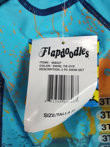 NEW Flapdoodles Toddler Swim Top Swirl Tie Dye UPF 50+ Quick Dry Shirt Size 3T - Picture 3 of 5