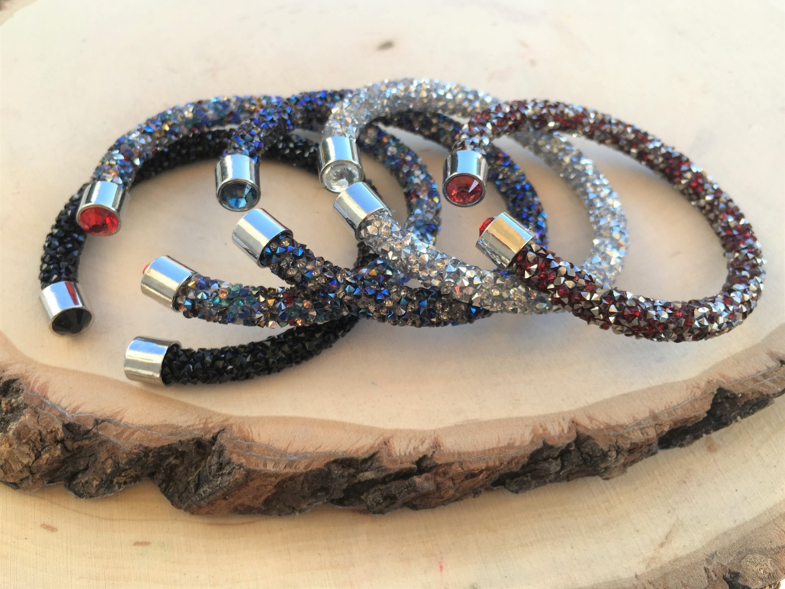 Women's Shining Rhinestone Dust Flexible Cuff Open Ended Bracelet eBay