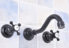 Wall Mount Oil Rubbed Bronze Widespread Basin Faucet Bathroom Mixer Tub Sink Tap