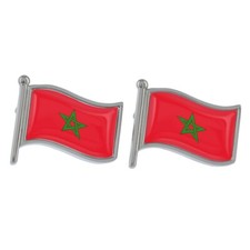 Morocco Wave Flag Silver Cufflinks Presented in a Personalised Chrome Box