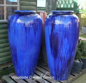 Extra Large Blue Glazed Temple Jar Water Feature Garden Ornament Essex 8935073335815 Ebay