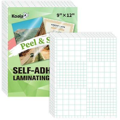 Koala Self-Adhesive Laminating Sheets 9''x12'' Clear Cold Laminating Sheets 5PK