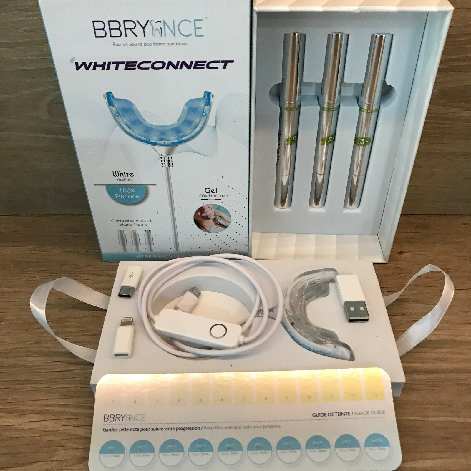 Kit de blanchiment connecté White Connect BBRYANCE de soin dentaire à lumière LED bleue