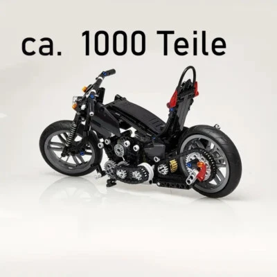 MARKENLOS Klemmbaustein Motorrad 1000 Teile Funktionsmodell Steckbaustein Noppenbaustein