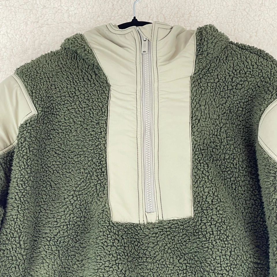 Free People Movement Lead The Pack Sweater Womens Medium Green Fleece Hooded - Image 3 of 4