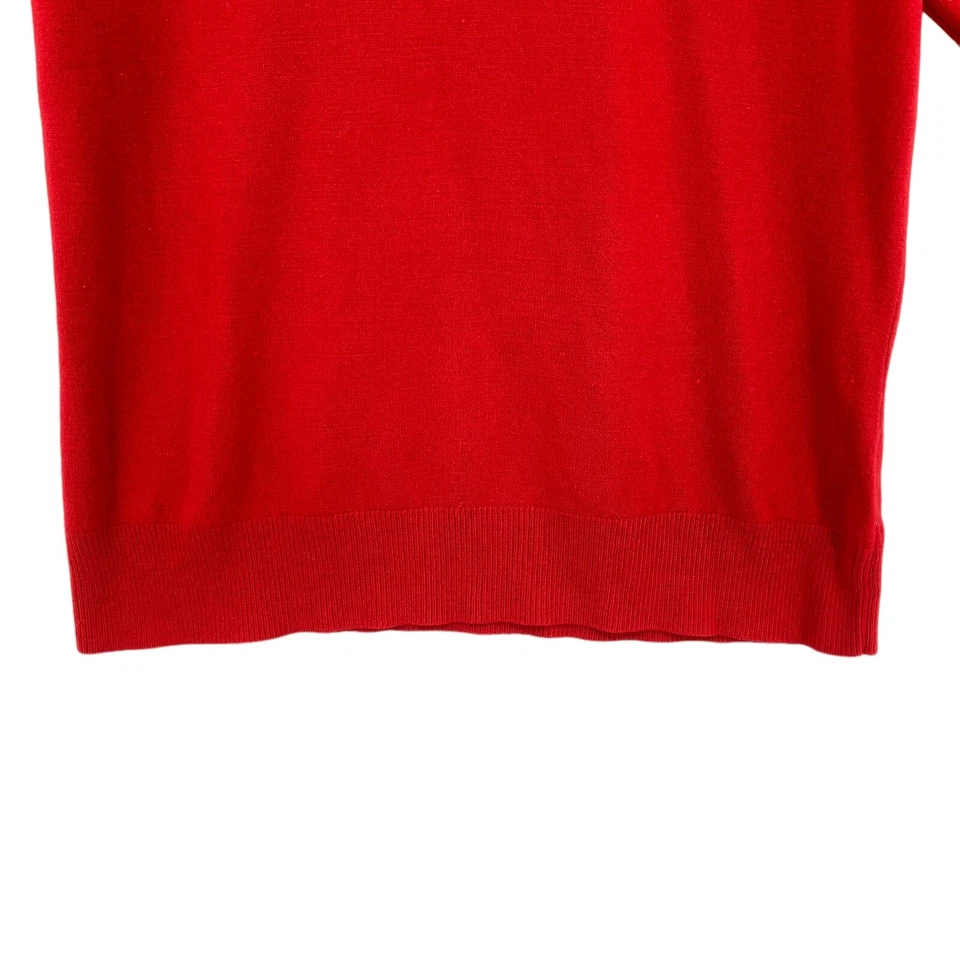 Camiseta Top Liz Claiborne Mujer Grande Roja Tejida Manga Gorra Cuello Redondo Pullover Foto 3 de 4