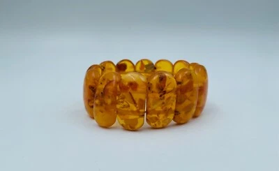 COLLIER FANTAISIE IMITATION AMBRE ELASTIQUE 13 FORMES OVALES 42 GRAMMES W 1306 - Photo 1/4