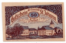 1920 Austria St. Johann Notgeld 50 Heller Note (925)