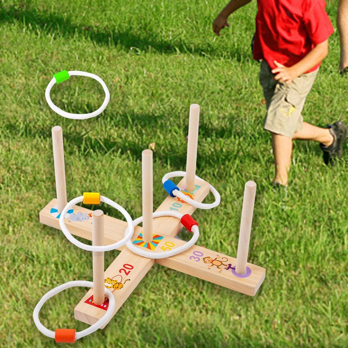 Wood Ferrule Game Puzzle Toy Ring Toss Montessori Durable Portable