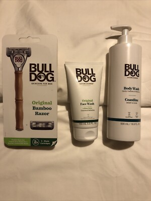 Bulldog Men s Body Wash Coastline 16.9oz & Bull Dog Razor&Original Face Wash New