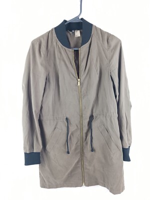 Divided H&M Green Jacket Womens Size 2 Anorak Adjustable Waist Pockets