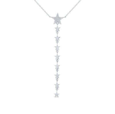 Diamant Stern Lariat Halskette Y Tropfen natürlich 0,10 ct Anhänger mehrere Sterne