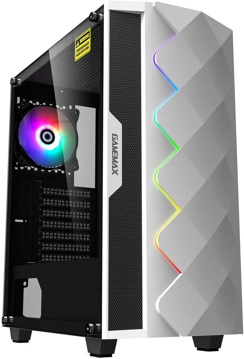 GameMax ARGB Mid Tower ATX Tempered Glass PC Computer Case - White Diamond  6931858773027