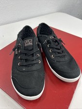 Skechers Bobs Cute Black Womens Slip On Memory Foam Comfort Shoes Size 8