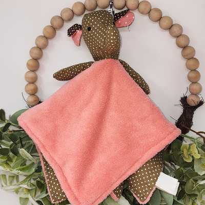 Baby Elephant Lovey Security Blanket Coral & Brown Polka Dot Trend Lab Comfort
