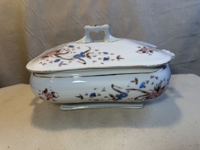 Antique Marx & Gutherz Carlsbad Covered Tureen Floral Porcelain Bohemia
