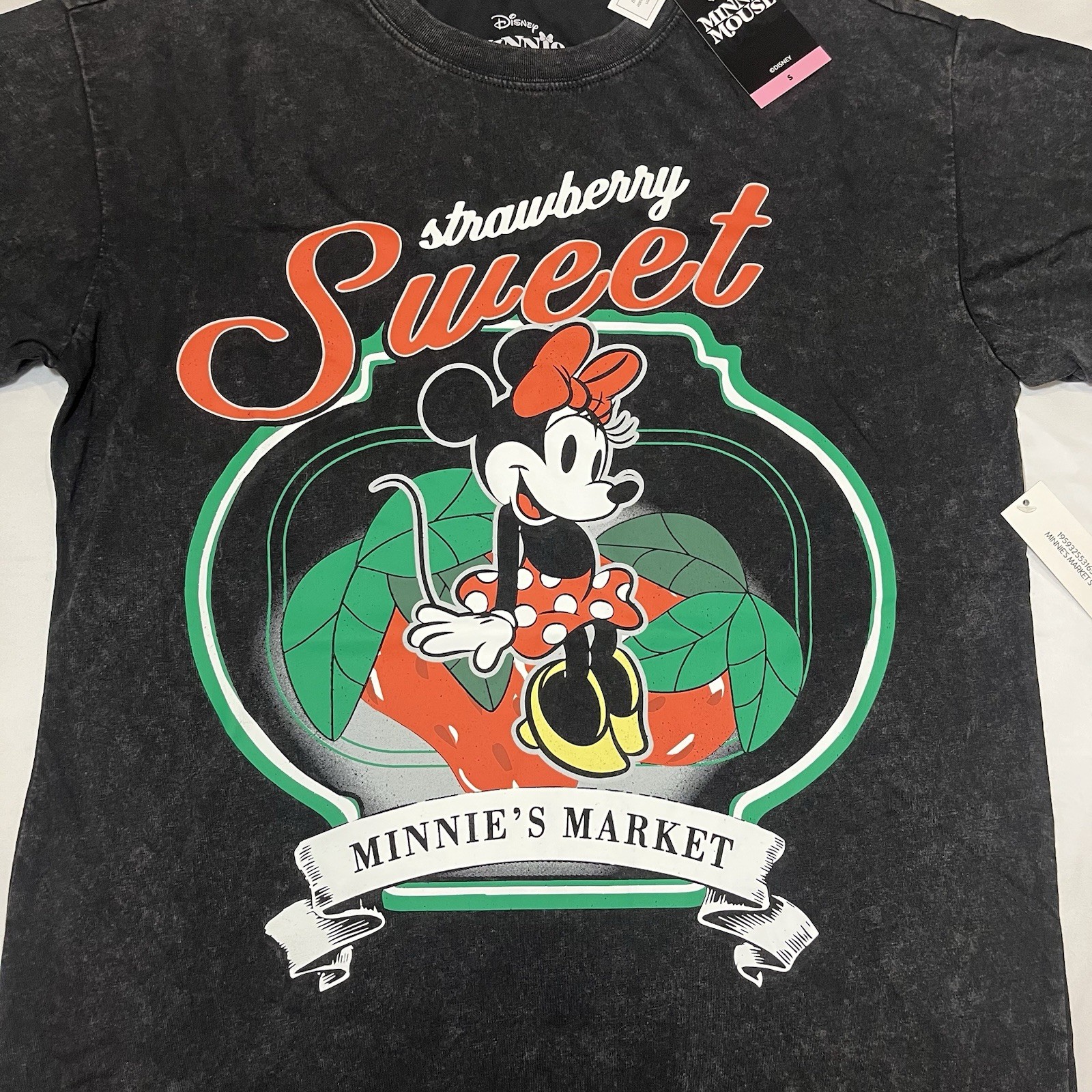 Disney Minnie Mouse Shirt Womens Small Strawberry Sweet Vintage Wash Retro NWT