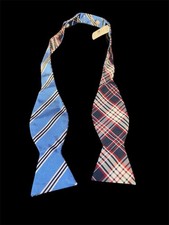 NWT BROOKS BROTHERS COTTON AND SILK REVERSIBLE PLAID BOW TIE