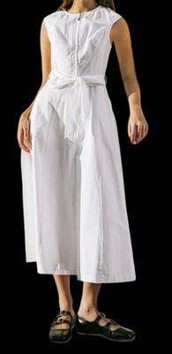 Freemarket Womens White Maxi Cotton Dress Pockets Unlined SZ L 10-12 Clean Girl