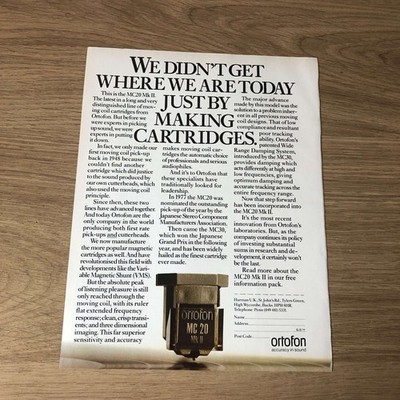 GRAM114 MAGAZINWERBUNG 11X8 MC20 MK II PATRONE VON ORTOFON