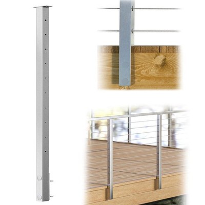 Muzata Side Mount Stair Cable Railing Post 36 Inch for post, Brushed