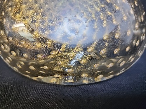 1950s Murano Glass Kidney Shaped Gold Dusted Controlled Bubble Small Bowl - Picture 11 of 13