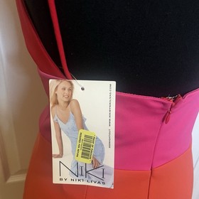 Vintage Niki by Niki Livas Colorblock Evening Gown Size 4 Made in USA Y2K Formal