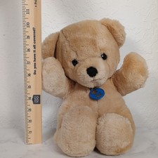 Vtg 1979 R. Dakin Co. Tan Beige Teddy Bear Plush Stuffed Animal Toy w/ Blue...