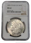 NGC MS 62 1878 7 Tailfeather Reverse of 1878 $1 Morgan Silver Dollar Coin