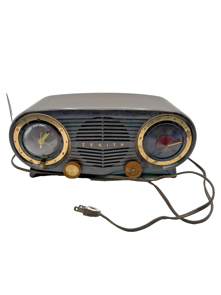 Zenith Owl Eye Clock Radio Brown Bakelite Tube Vintage Working