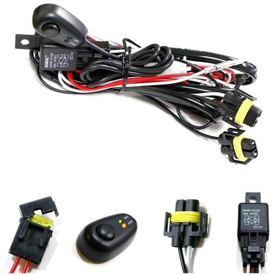Compact H11/H8 Drift Harness Kit with On/Off LED Switch for Reliable Performance