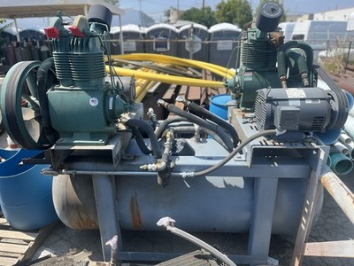 Garden Denver Tank 240 Gallon 200 Psi Horizontal Reciprocating Air Compressor.