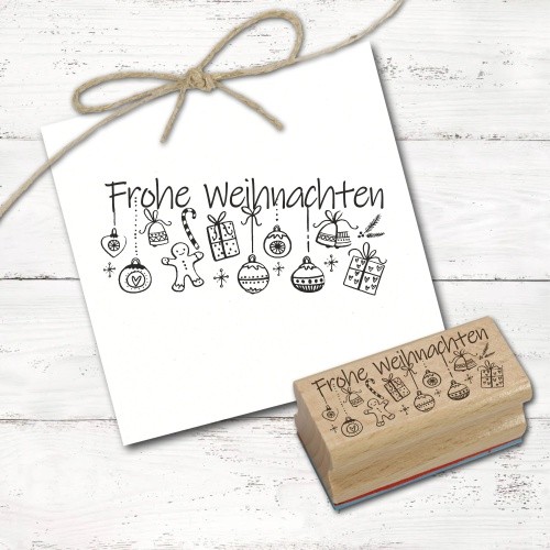 Motivstempel Frohe Weihnachten - Lebkuchenmann Weihnachtsstempel Stempel Holzste-image