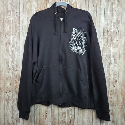 Filo Adult 2XL Fleece Zip Up Hoodie Black ''Forgive Me Mother'' Graphic Unisex GUC