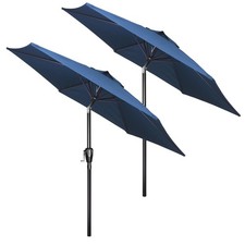 2 Pack 7.5' Patio Umbrella Outdoor Market Umbrella with 6 Ribs for Pool Blue