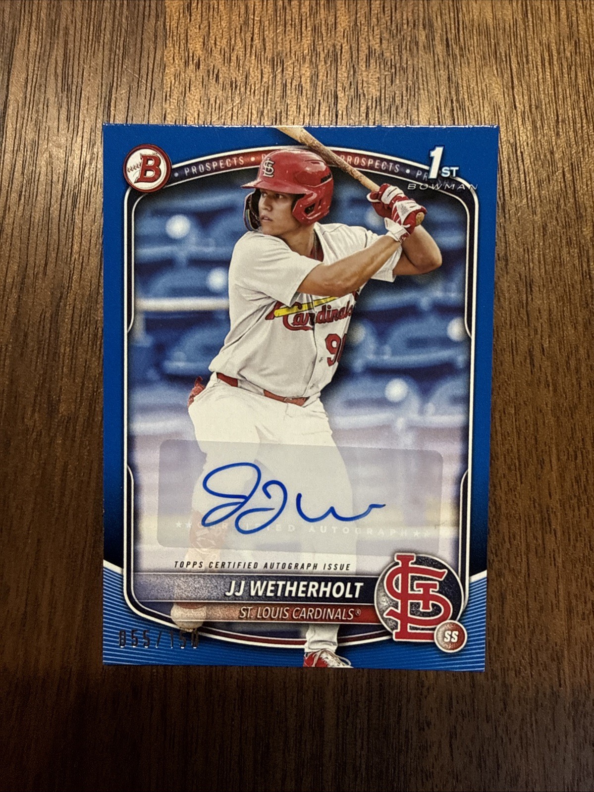 2025 Bowman 1st JJ Wetherholt Blue Auto /150 BPA-JW Cardinals Prospects