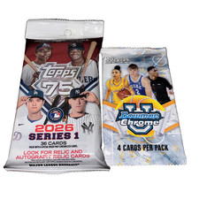 2026 Topps Baseball Series 1 Fat Pk 36 Cards &2024/25 Bowman U Chrome 4 Card Pk