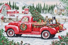 Cross Stitch Kit "Red Christmas Truck." BU5101 Luca-S Unprinted anvas