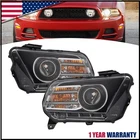 Headlight For 2013-2014 Ford Mustang Black Projector w/LED DRL HID/Xenon Pair