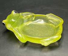 Vtg Lime Green Vaseline Resin Frog Soap Dish,...