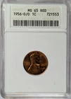 1956 D/D Small Cents Lincoln, Wheat Ears Reverse ANACS MS-65 RED