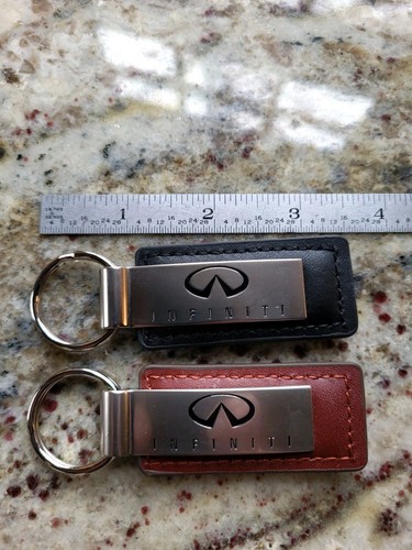 Infiniti Leather FOB Key Chain Set of 2 ~ Burgundy Brown & Black - Bild 4 von 4