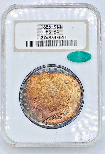 1885 1 $ Morgan Silber Dollar NGC MS64 CAC 🔥Toner🔥