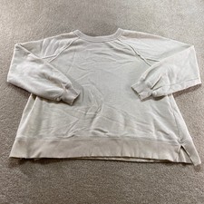 Aerie Sweatshirt Womens Small Cream Beige Oversized Raglan Exposed Seam Crewneck