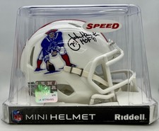 Vintage John Hannah Signed New England Patriots Mini Helmet w/ HOF 91 Insc
