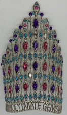 Rhinestone Iridescent Crystal Tiara Crown Queen Diva Beauty Pageant Fashion